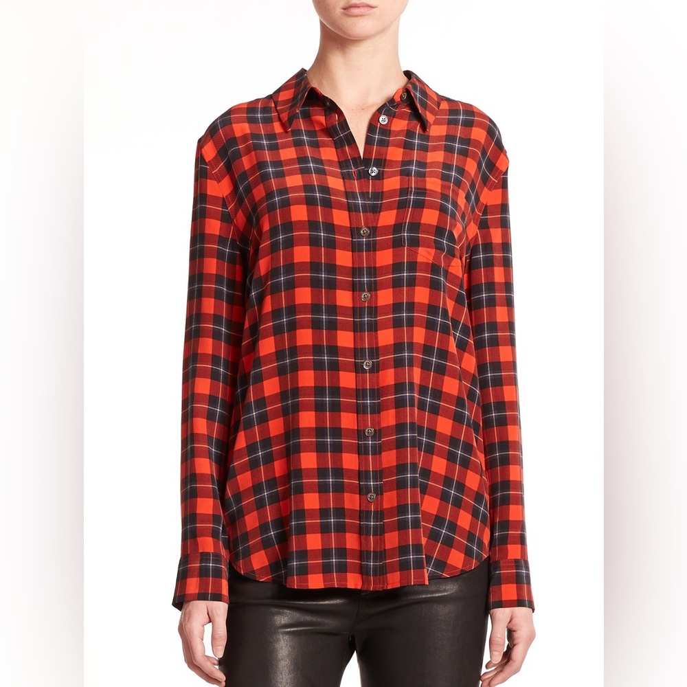 Equipment Silk Plaid Print Shirt - Women’s Medium